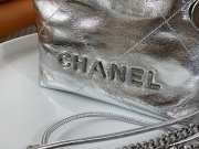 Uubags | Chanel 22 Mini Bag Metallic Lambskin & Lacquered Metal Silver 19x20x6.5cm - 2