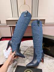 Uubags | Christian Louboutin Santia Botta 8.5cm Boots - Nappa leather and denim  - 6