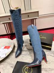 Uubags | Christian Louboutin Santia Botta 8.5cm Boots - Nappa leather and denim  - 5