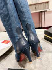 Uubags | Christian Louboutin Santia Botta 8.5cm Boots - Nappa leather and denim  - 2