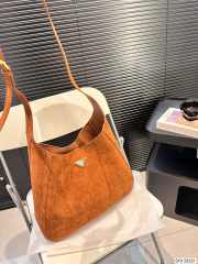 Uubags | Prada Suede Hobo Bag in Brown 40.5x30.5x10.5cm - 5