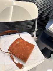 Uubags | Prada suede mini bucket bag in brown 18x17x10.5cm - 3