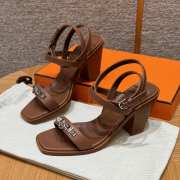 Uubags | Hermes Ivresse 65 high heel sandal in brown calfskin 6.5cm - 1