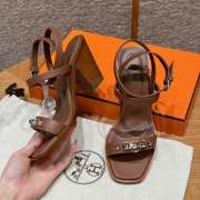 Uubags | Hermes Ivresse 65 high heel sandal in brown calfskin 6.5cm - 3