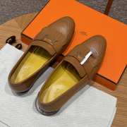 Uubags | Hermes Royal Brown Loafer in goatskin with fringe detail and gold buckle - 3