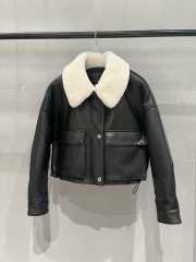 Uubags | Prada triangle logo lambskin leather jacket  - 1