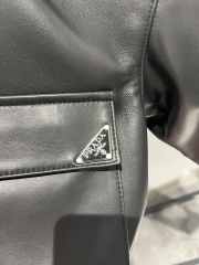 Uubags | Prada triangle logo lambskin leather jacket  - 6