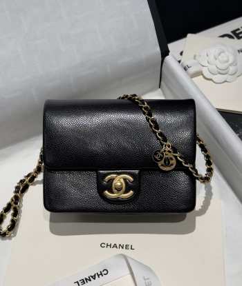 Uubags | Chanel AS5218 mini flap bag grained calfskin & gold metal 13x17.5x6cm