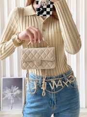 Uubags | Chanel 23P Woc flap bag in beige with top handle 17x10x4cm - 1