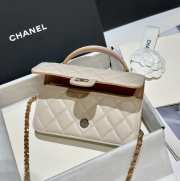 Uubags | Chanel 23P Woc flap bag in beige with top handle 17x10x4cm - 4