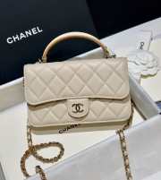 Uubags | Chanel 23P Woc flap bag in beige with top handle 17x10x4cm - 5