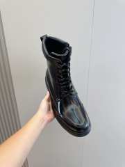 Uubags | Ferragamo Combat boot with maxi-tongue in black patent - 5