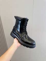 Uubags | Ferragamo Combat boot with maxi-tongue in black patent - 2