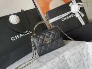 Uubags | Chanel Mini Clutch with Chain Grained Shiny Calfskin Bag - Black 15x6x10cm - 3