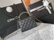 Uubags | Chanel Mini Clutch with Chain Grained Shiny Calfskin Bag - Black 15x6x10cm - 4