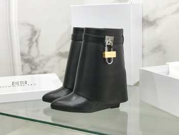 Uubags | Givenchy Shark Lock Ankle Boots In Black Leather 9cm