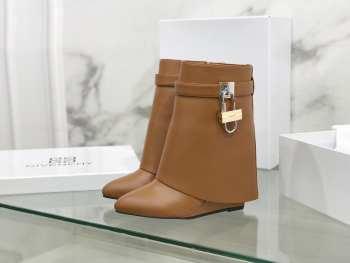 Uubags | Givenchy Shark Lock Ankle Boots In Brown Leather 9cm