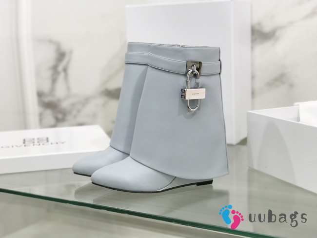 Uubags | Givenchy Shark Lock Ankle Boots In Blue Leather 9cm - 1