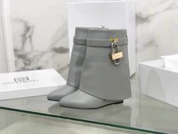 Uubags | Givenchy Shark Lock Ankle Boots In Grey Leather 9cm