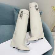 Uubags | Givenchy Shark Lock Slip-on high boots in white smooth calfskin leather 9cm - 5