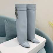 Uubags | Givenchy Shark Lock Slip-on high boots in blue smooth calfskin leather 9cm - 6