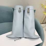 Uubags | Givenchy Shark Lock Slip-on high boots in blue smooth calfskin leather 9cm - 2