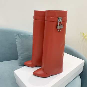 Uubags | Givenchy Shark Lock Slip-on high boots in red smooth calfskin leather 9cm