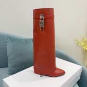 Uubags | Givenchy Shark Lock Slip-on high boots in red smooth calfskin leather 9cm - 3