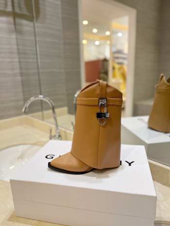 Uubags | Givenchy Shark Lock Ankle Boots Light Brown Leather 9cm