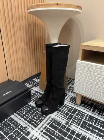 Uubags | Chanel highs boot suede & shiny sheepskin black 9cm