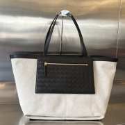 Uubags | Bottega Veneta Flip Flap Canvas Tote Bag In Black/White 30x29.5x21cm - 1