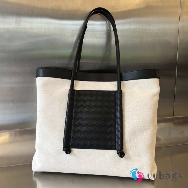 Uubags | Bottega Veneta Men's White Off Black Portello Tote Bag 30x20x11cm - 1