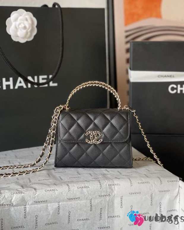 Uubags | Chanel Mini Clutch with Chain Grained Shiny Calfskin Bag - Black 15x6x10cm - 1