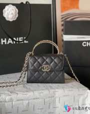 Uubags | Chanel Mini Clutch with Chain Grained Shiny Calfskin Bag - Black 15x6x10cm - 1