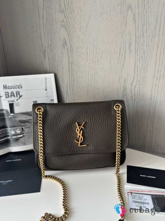 Uubags | YSL Niki in light musk grained lambskin bag decorated with the Cassandre 28x20x8.5cm - 1