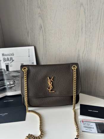 Uubags | YSL Niki in light musk grained lambskin bag decorated with the Cassandre 28x20x8.5cm