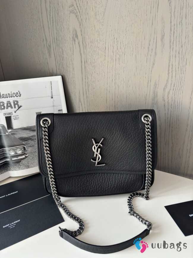 Uubags | YSL Niki in black grained lambskin bag decorated with the Cassandre 28x20x8.5cm - 1