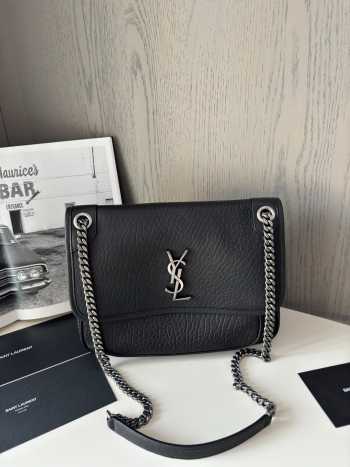 Uubags | YSL Niki in black grained lambskin bag decorated with the Cassandre 28x20x8.5cm