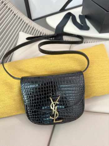 Uubags | YSL Kaia Small Satchel Bag In Shiny Crocodile-Embossed Leather 18x15,5x5,5cm