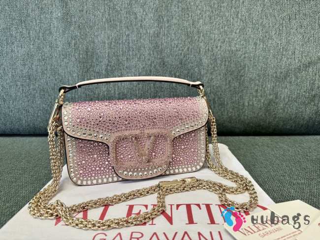  Uubags | Valentino Garavani Locò imitation crystal bag in pink 19x10.5x5cm - 1