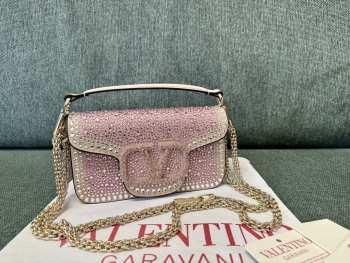  Uubags | Valentino Garavani Locò imitation crystal bag in pink 19x10.5x5cm