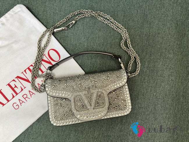 Uubags | Valentino Garavani Locò imitation crystal bag in grey 19x10.5x5cm - 1