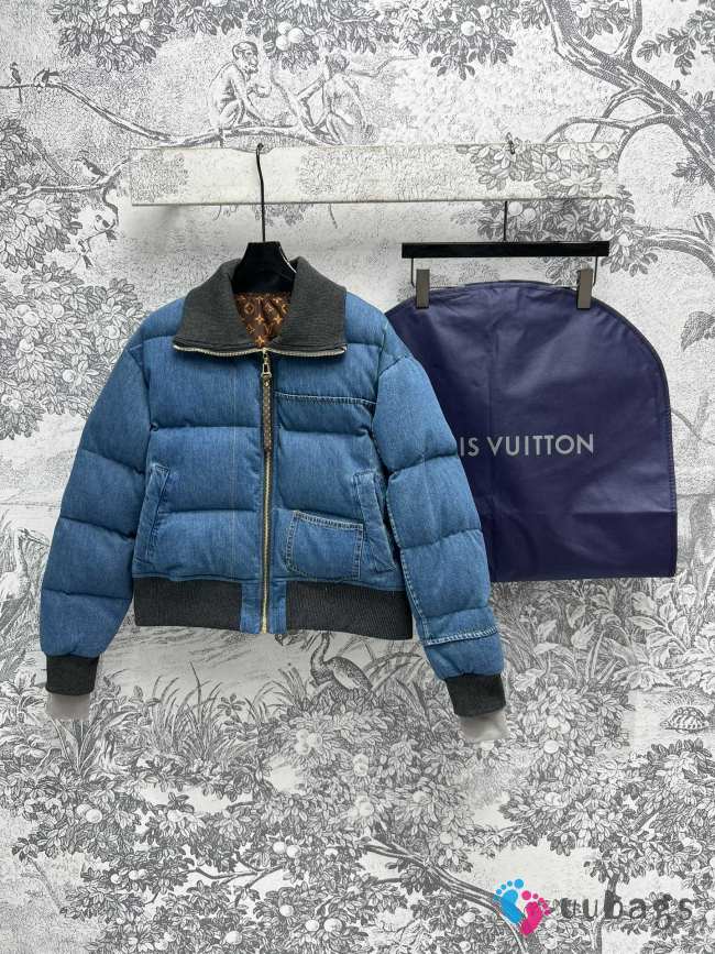 Uubags | Louis Vuitton 1AGBUG Denim Print Cropped Puffer Jacket  - 1