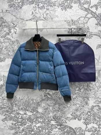 Uubags | Louis Vuitton 1AGBUG Denim Print Cropped Puffer Jacket 