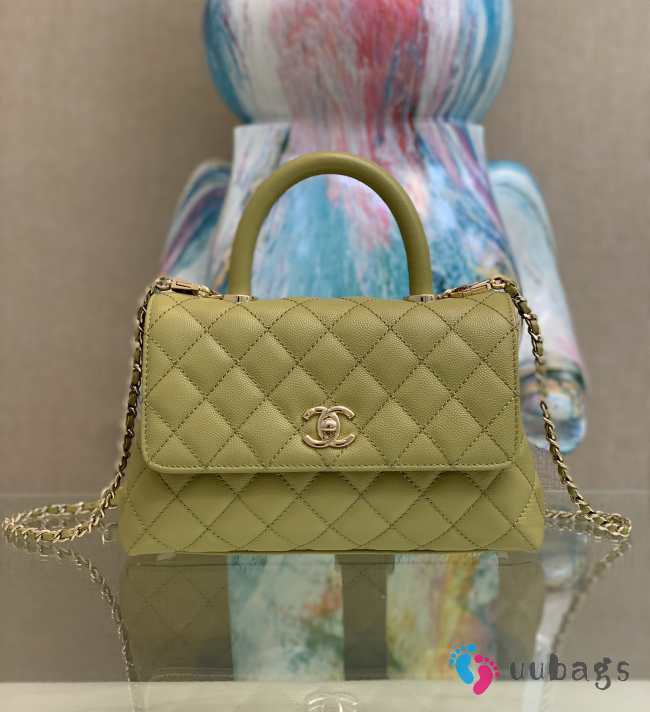 Uubags | Chanel Coco Top Handle Flap Bag In Green Avocado 14x24x10cm - 1