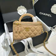 Uubags | Chanel Vanity Top Handle Rectangular Lambskin Beige Silver Plated 17cm - 1