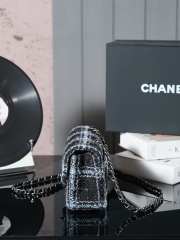 Uubags | Chanel Classic Bag 11.12 Tweed & Ruthenium Plated Metal In Black, light blue & gray 10x20x7cm - 3