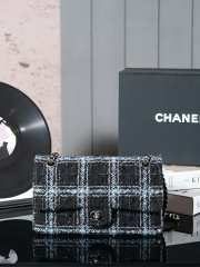 Uubags | Chanel Classic Bag 11.12 Tweed & Ruthenium Plated Metal In Black, light blue & gray 15.5x25.5x6.5cm - 1