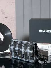 Uubags | Chanel Classic Bag 11.12 Tweed & Ruthenium Plated Metal In Black, light blue & gray 15.5x25.5x6.5cm - 5