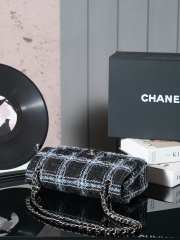 Uubags | Chanel Classic Bag 11.12 Tweed & Ruthenium Plated Metal In Black, light blue & gray 15.5x25.5x6.5cm - 4